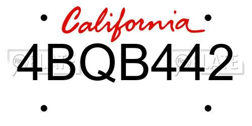 4BQB442 California License Plate