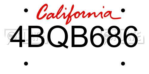 4BQB686 California License Plate