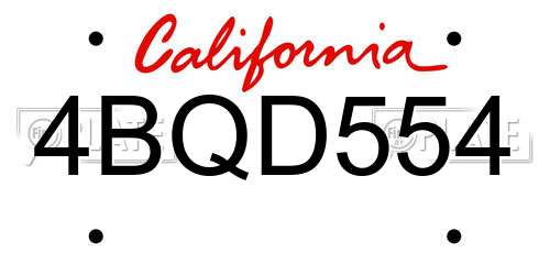 4BQD554 California License Plate