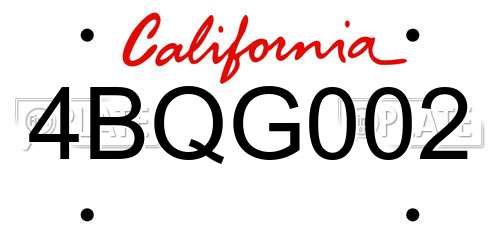 4BQG002 California License Plate