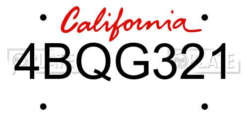 4BQG321 California License Plate