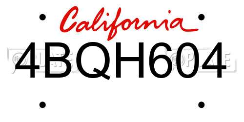 4BQH604 California License Plate