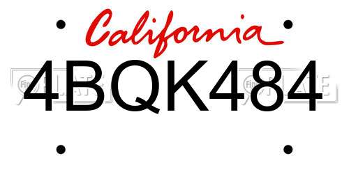 4BQK484 California License Plate