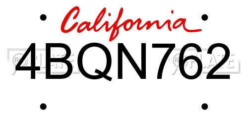 4BQN762 California License Plate
