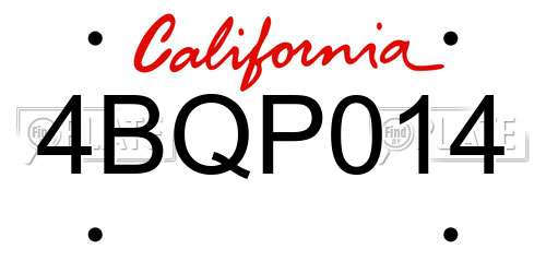 4BQP014 California License Plate