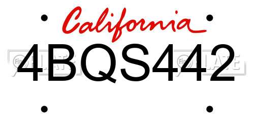 4BQS442 California License Plate