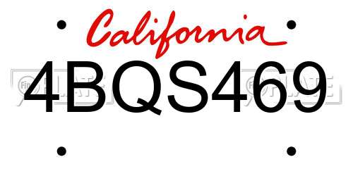4BQS469 California License Plate