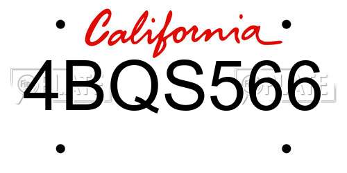 4BQS566 California License Plate