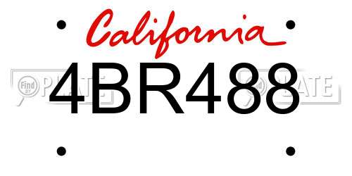 4BR488 California License Plate