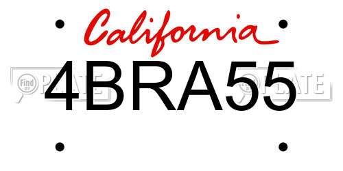 4BRA55 California License Plate