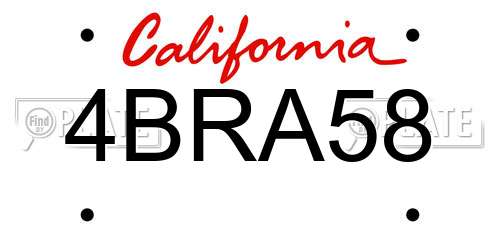 4BRA58 California License Plate