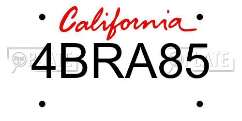 4BRA85 California License Plate