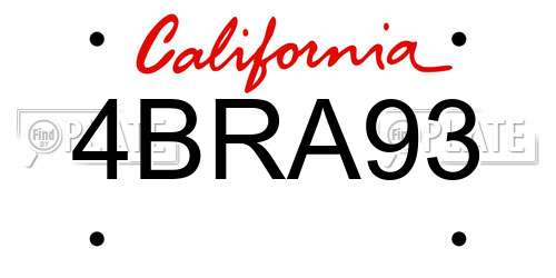 4BRA93 California License Plate