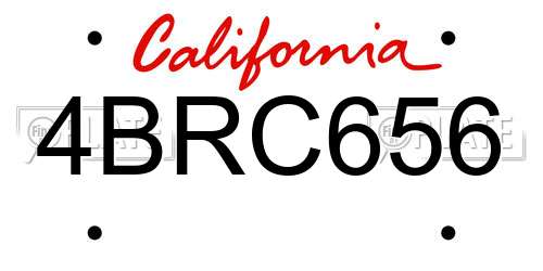 4BRC656 California License Plate