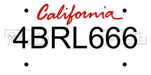 4BRL666 California License Plate