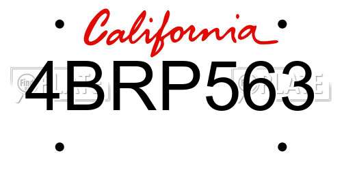 4BRP563 California License Plate