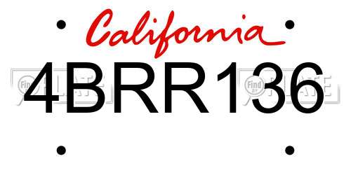 4BRR136 California License Plate