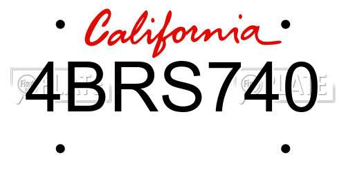 4BRS740 California License Plate