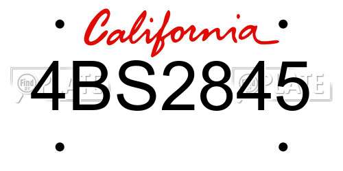 4BS2845 California License Plate