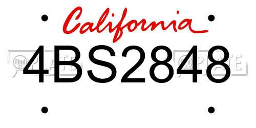4BS2848 California License Plate