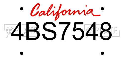 4BS7548 California License Plate