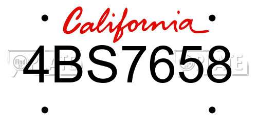 4BS7658 California License Plate