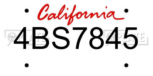 4BS7845 California License Plate