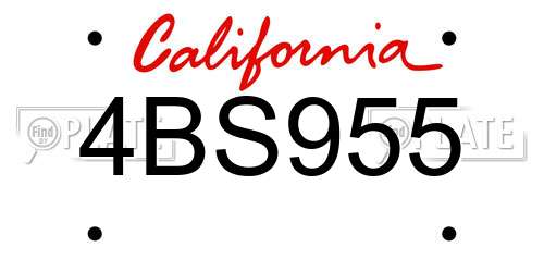 4BS955 California License Plate