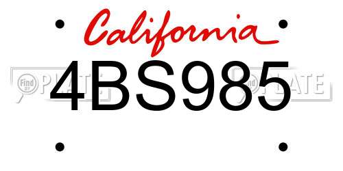 4BS985 California License Plate