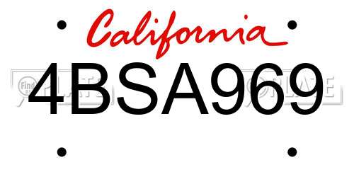 4BSA969 California License Plate