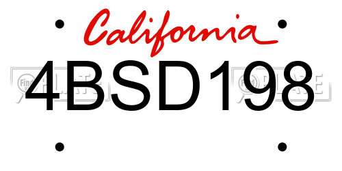 4BSD198 California License Plate