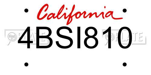 4BSI810 California License Plate