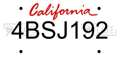 4BSJ192 California License Plate