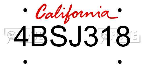 4BSJ318 California License Plate