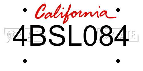 4BSL084 California License Plate