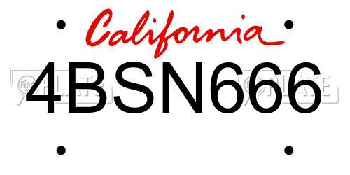 4BSN666 California License Plate
