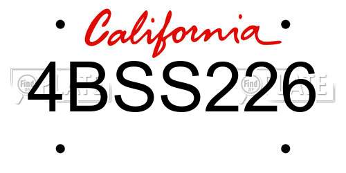 4BSS226 California License Plate
