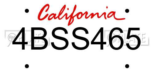 4BSS465 California License Plate