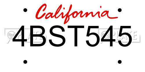 4BST545 California License Plate