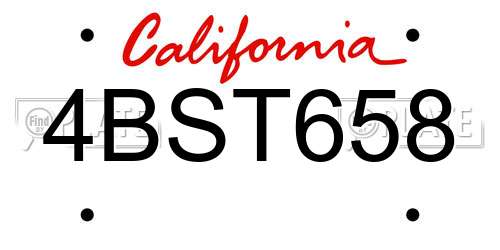 4BST658 California License Plate