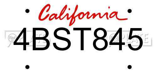 4BST845 California License Plate