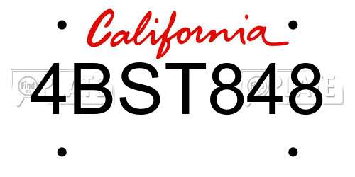 4BST848 California License Plate