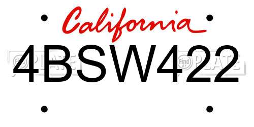 4BSW422 California License Plate