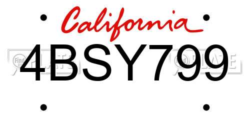 4BSY799 California License Plate