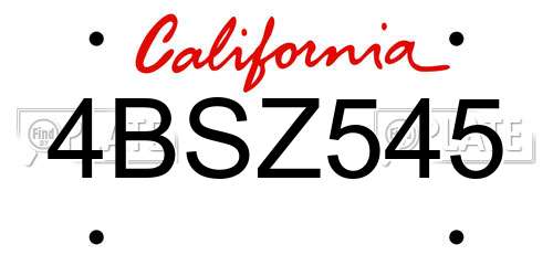 4BSZ545 California License Plate