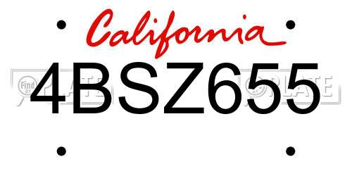 4BSZ655 California License Plate