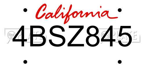 4BSZ845 California License Plate