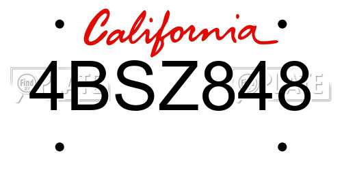 4BSZ848 California License Plate