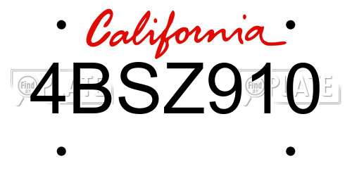 4BSZ910 California License Plate