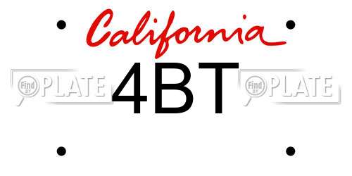 4BT California License Plate